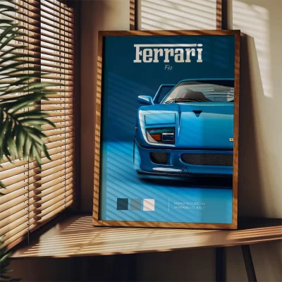 Cuadro Deportivo Ferrari F40 Azul